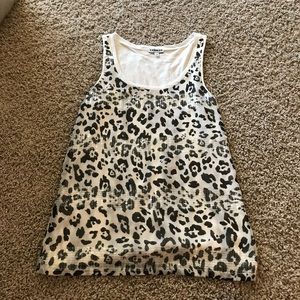 White & Black Leopard Print Tank Top with Sequins